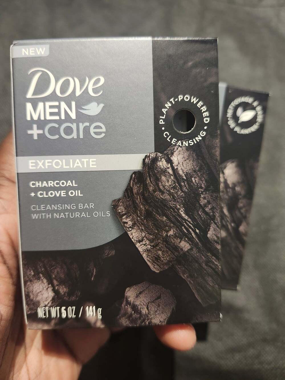 DOVE Men + care Exfoliate Charcoal Clove Oil Cleansing Soap Bar (2) Plant Based